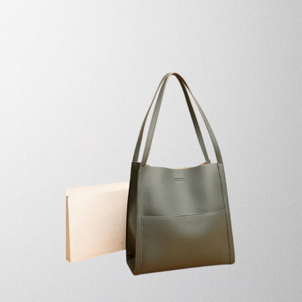 Valérie Dupré - Solid color simple genuine leather shoulder bag