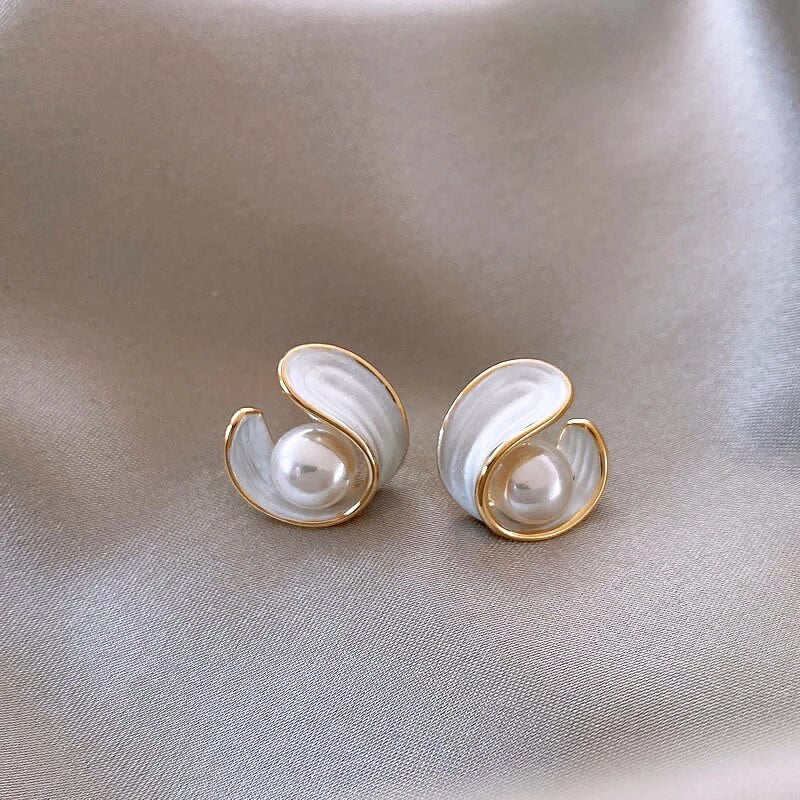 OPAL &amp; PEARL GOLD DROP EARRINGS