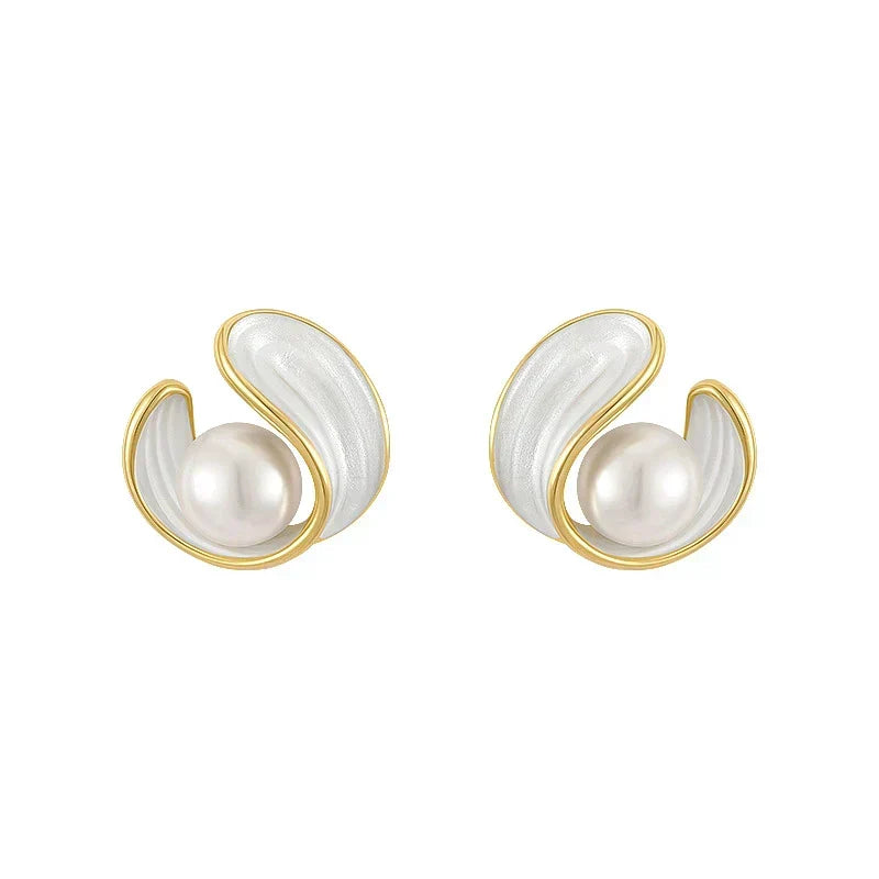 OPAL &amp; PEARL GOLD DROP EARRINGS