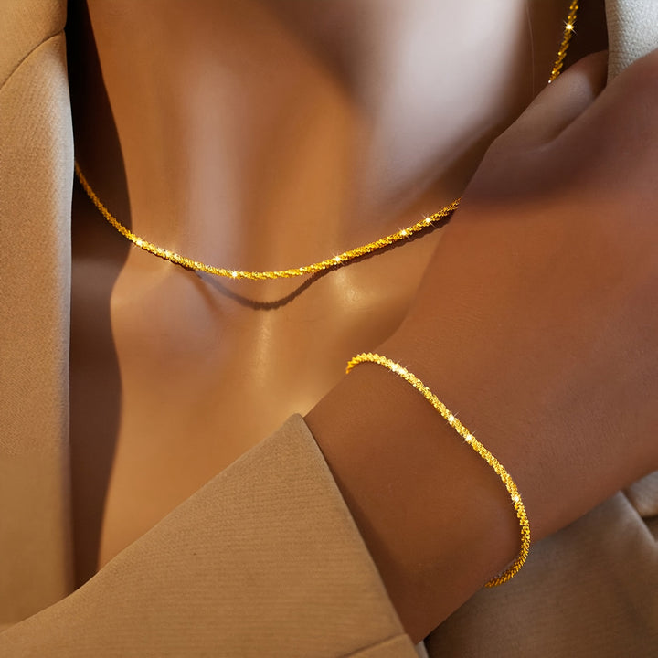 MINIMALIST SHIMMER NECKLACE &amp; BRACELET SET