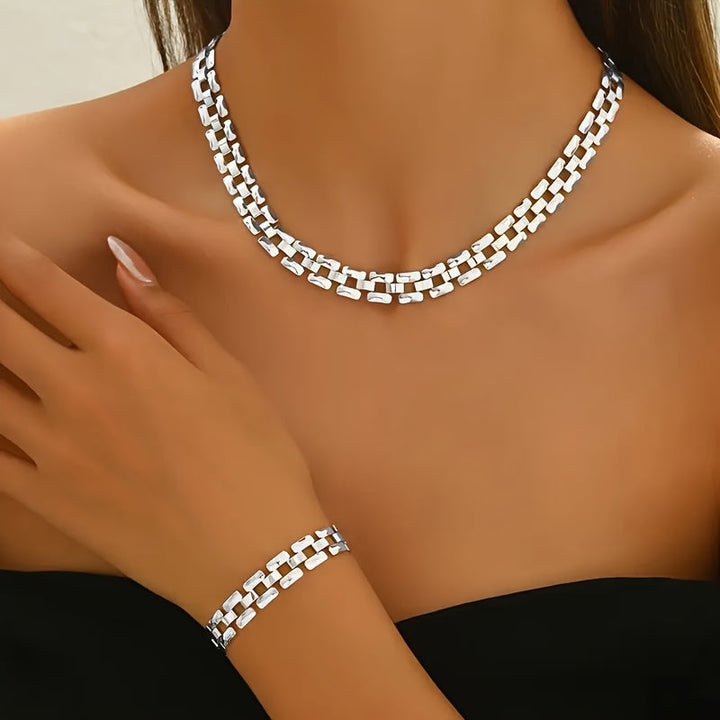 SQUARE BUCKLE NECKLACE &amp; BRACELET SET