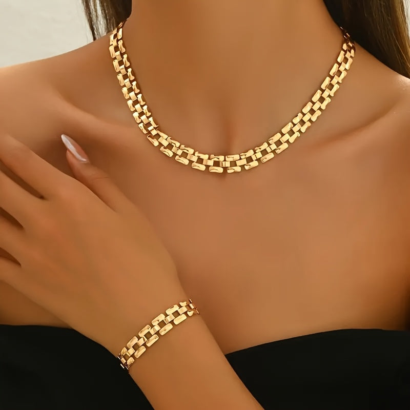 SQUARE BUCKLE NECKLACE &amp; BRACELET SET