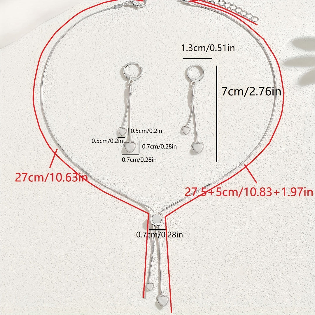 ADJUSTABLE HEART PENDANT NECKLACE &amp; EARRINGS SET