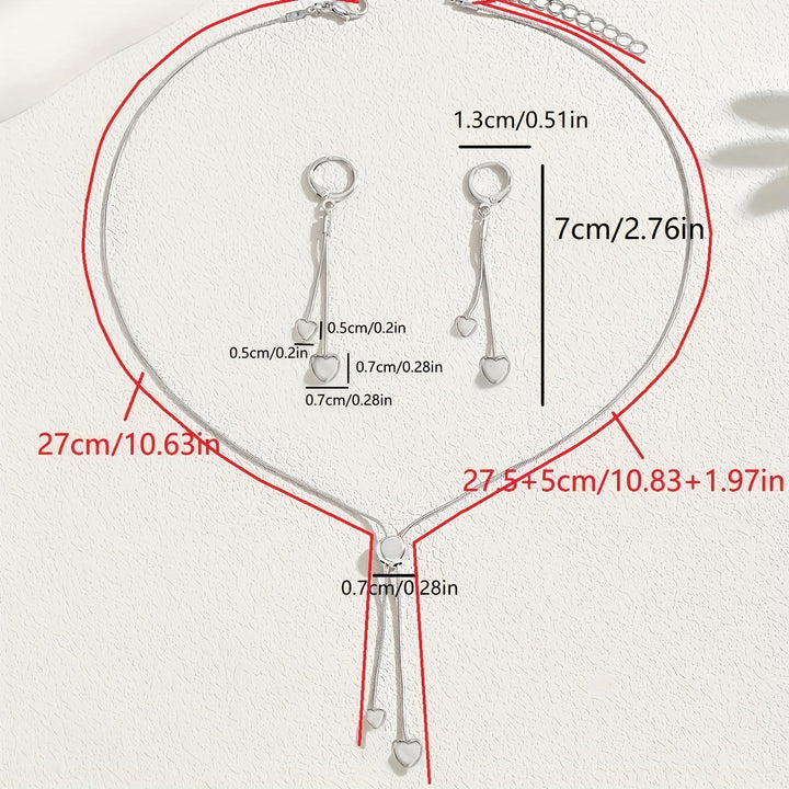 ADJUSTABLE HEART PENDANT NECKLACE &amp; EARRINGS SET