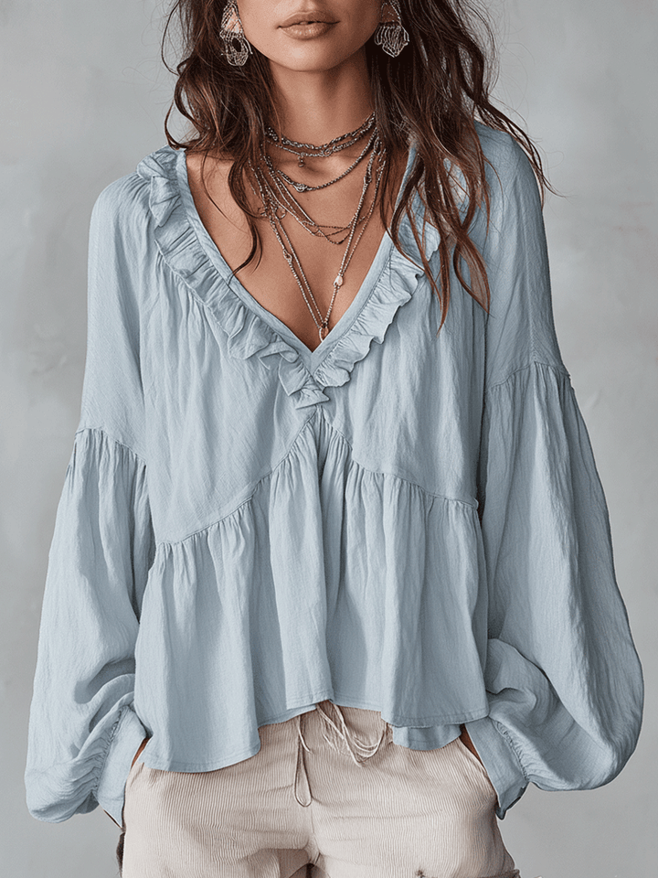 Airy Vintage-Inspired Ruffle Bohemian Blouse
