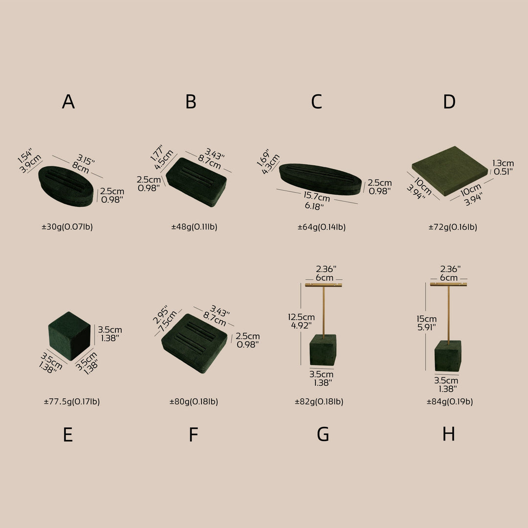 Forest Green Vegan Suede Jewelry Display 24 PCs Set