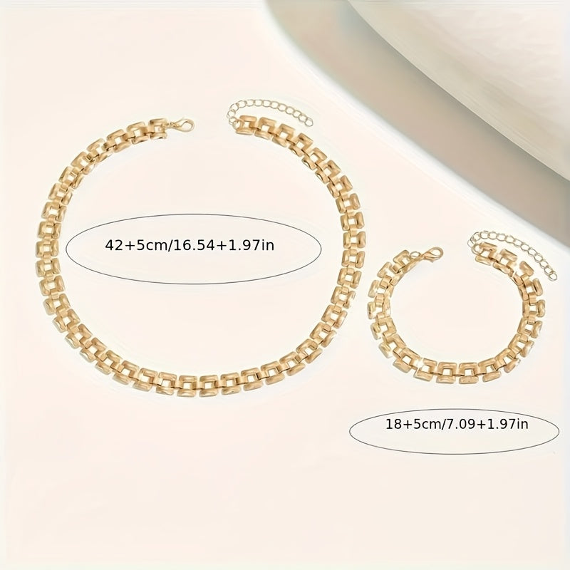 SQUARE BUCKLE NECKLACE &amp; BRACELET SET