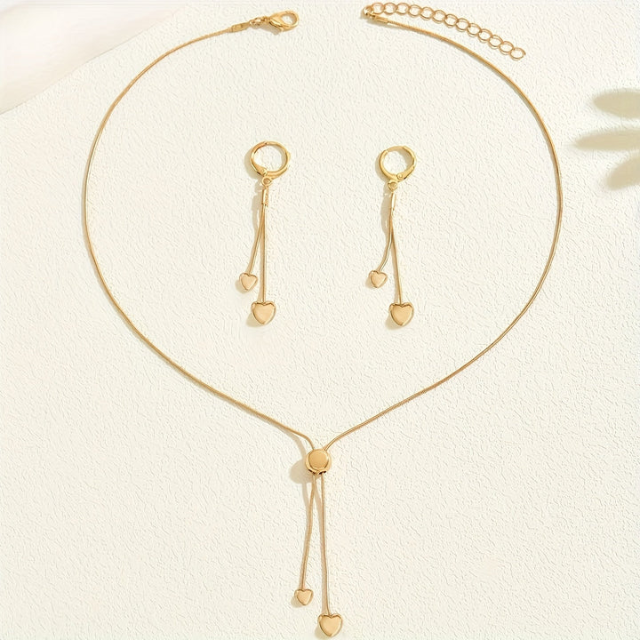 ADJUSTABLE HEART PENDANT NECKLACE &amp; EARRINGS SET