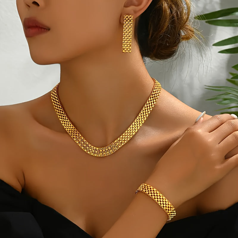 REFINED LONG NECKLACE, BRACELET &amp; EARRINGS SET