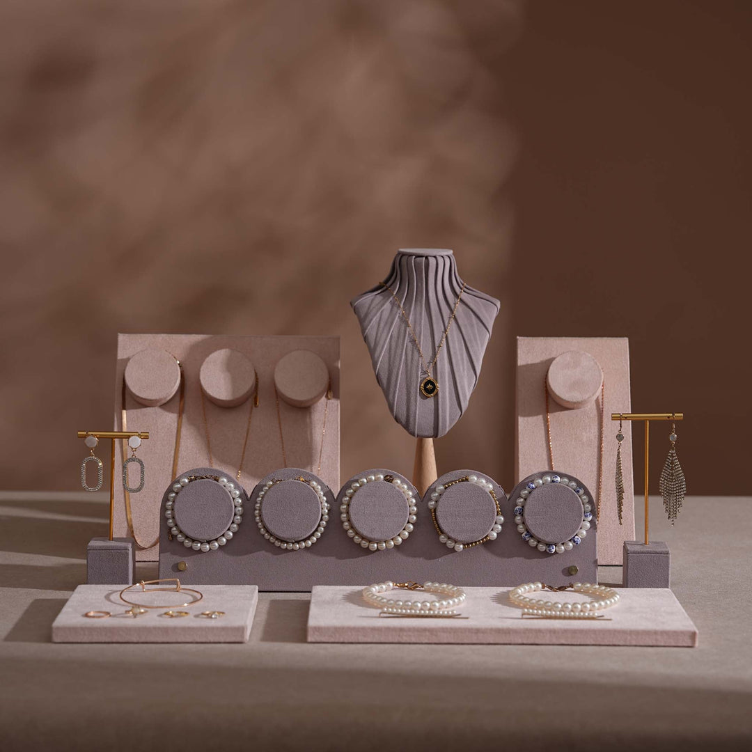 Blush Pink &amp; Lavender Vegan Suede Jewelry Display Set