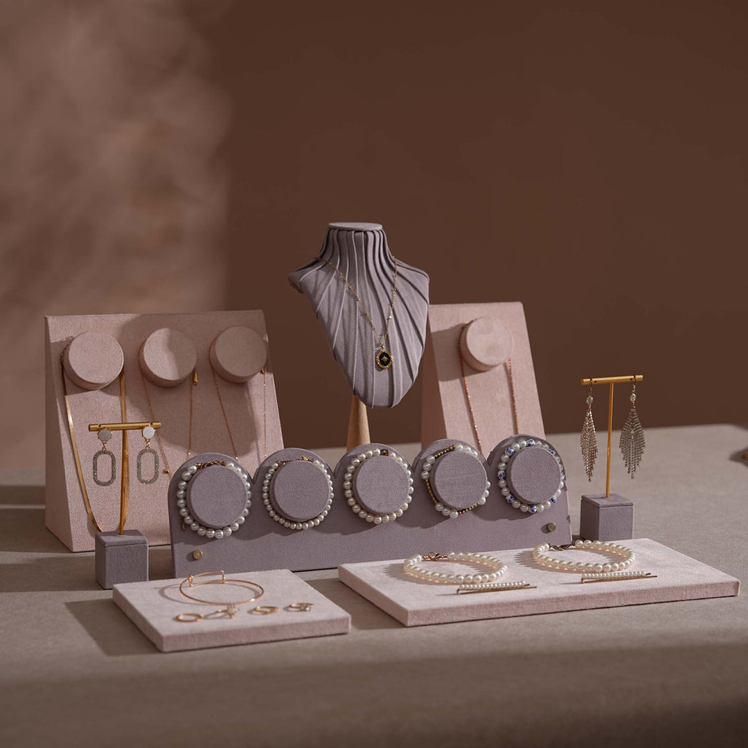 Blush Pink &amp; Lavender Vegan Suede Jewelry Display Set