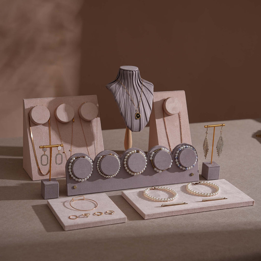 Blush Pink &amp; Lavender Vegan Suede Jewelry Display Set