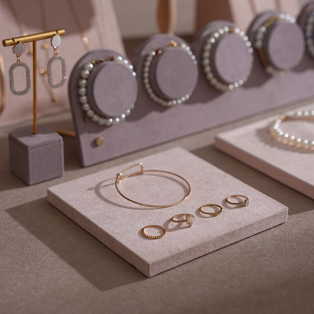 Blush Pink &amp; Lavender Vegan Suede Jewelry Display Set