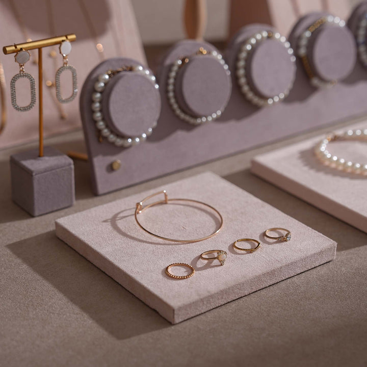 Blush Pink &amp; Lavender Vegan Suede Jewelry Display Set