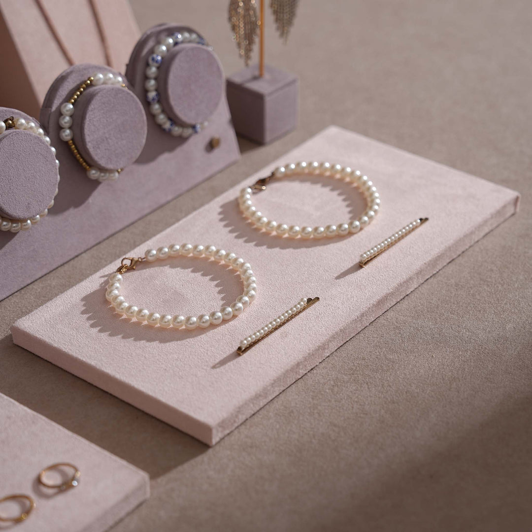 Blush Pink &amp; Lavender Vegan Suede Jewelry Display Set