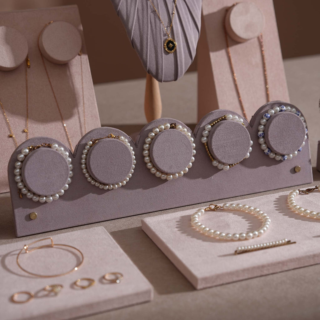 Blush Pink &amp; Lavender Vegan Suede Jewelry Display Set