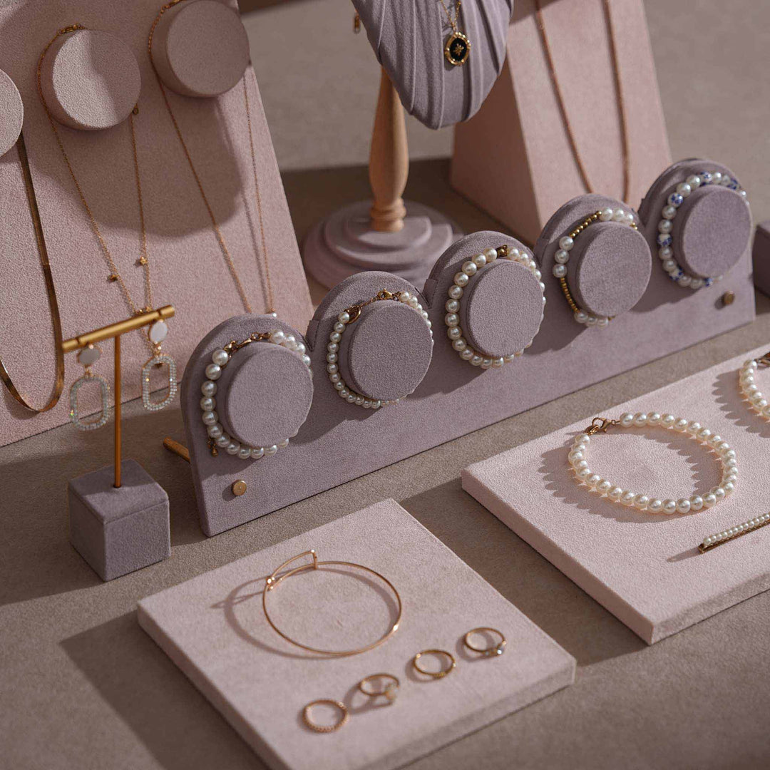 Blush Pink &amp; Lavender Vegan Suede Jewelry Display Set