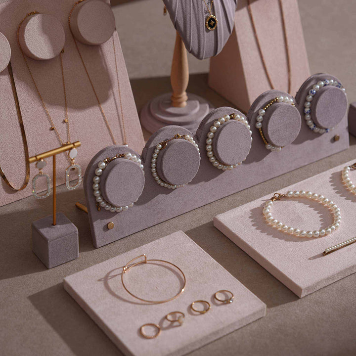 Blush Pink &amp; Lavender Vegan Suede Jewelry Display Set