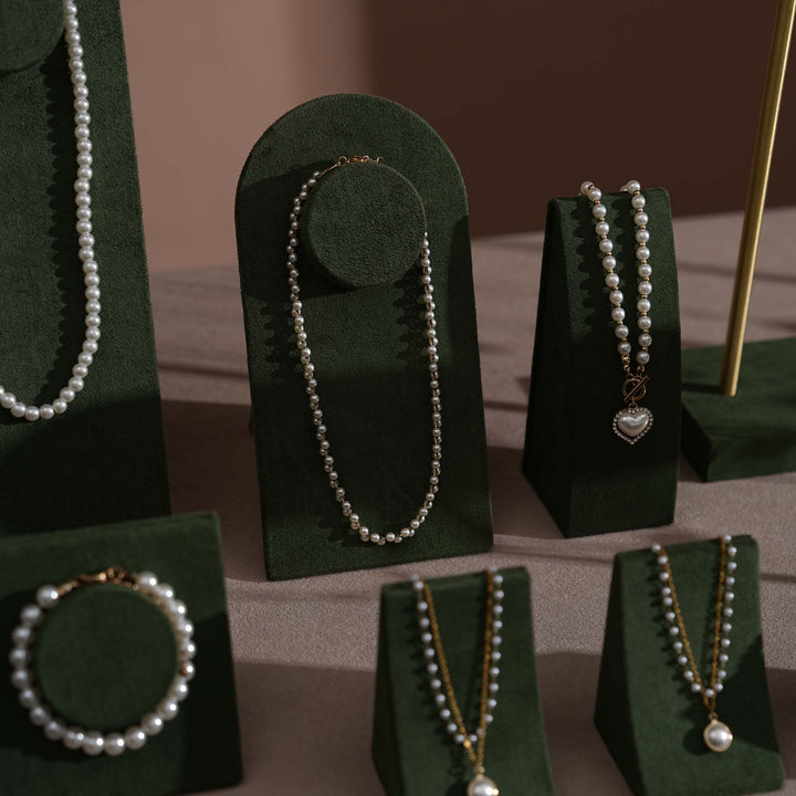 Forest Green Vegan Suede Jewelry Display 24 PCs Set