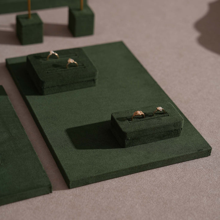Forest Green Vegan Suede Jewelry Display 24 PCs Set
