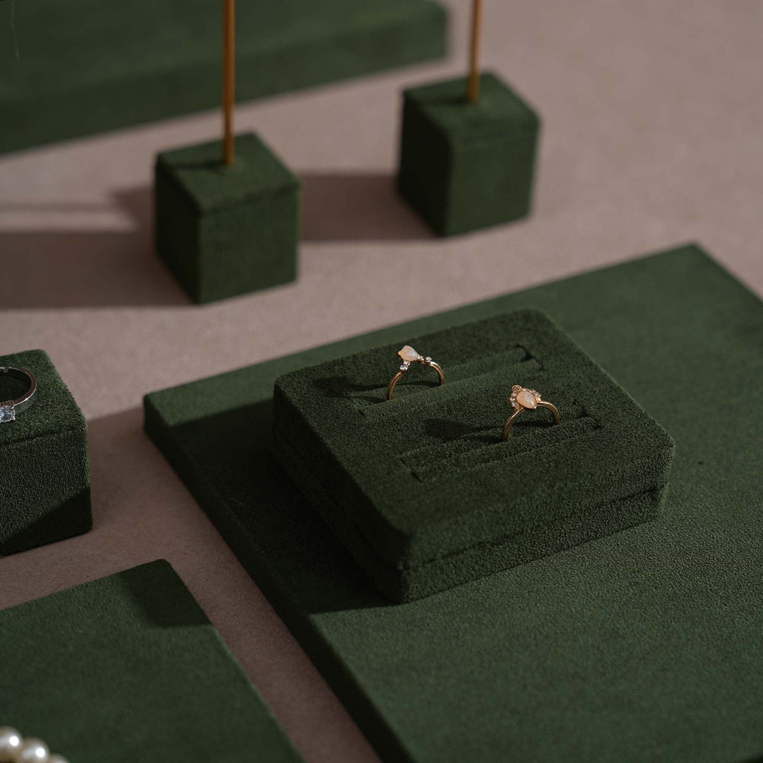 Forest Green Vegan Suede Jewelry Display 24 PCs Set