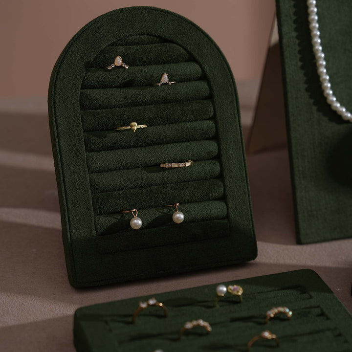 Forest Green Vegan Suede Jewelry Display 24 PCs Set