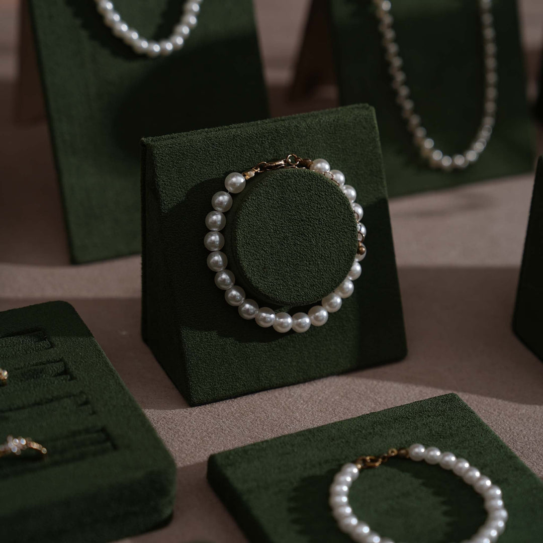 Forest Green Vegan Suede Jewelry Display 24 PCs Set