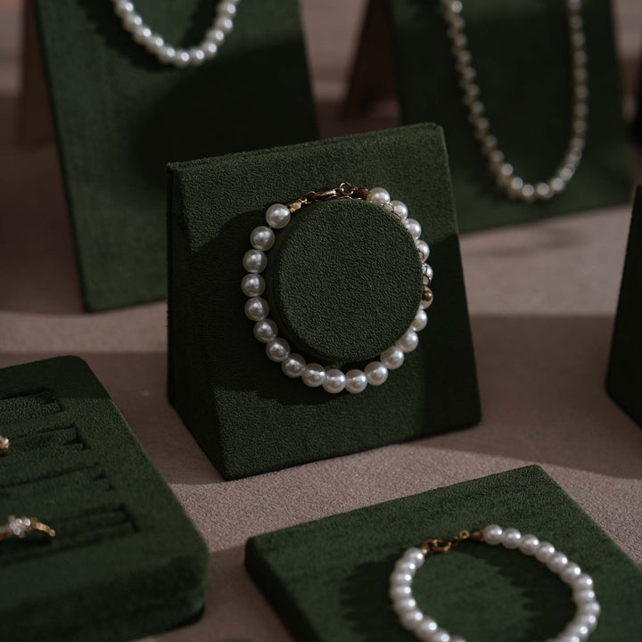 Forest Green Vegan Suede Jewelry Display 24 PCs Set