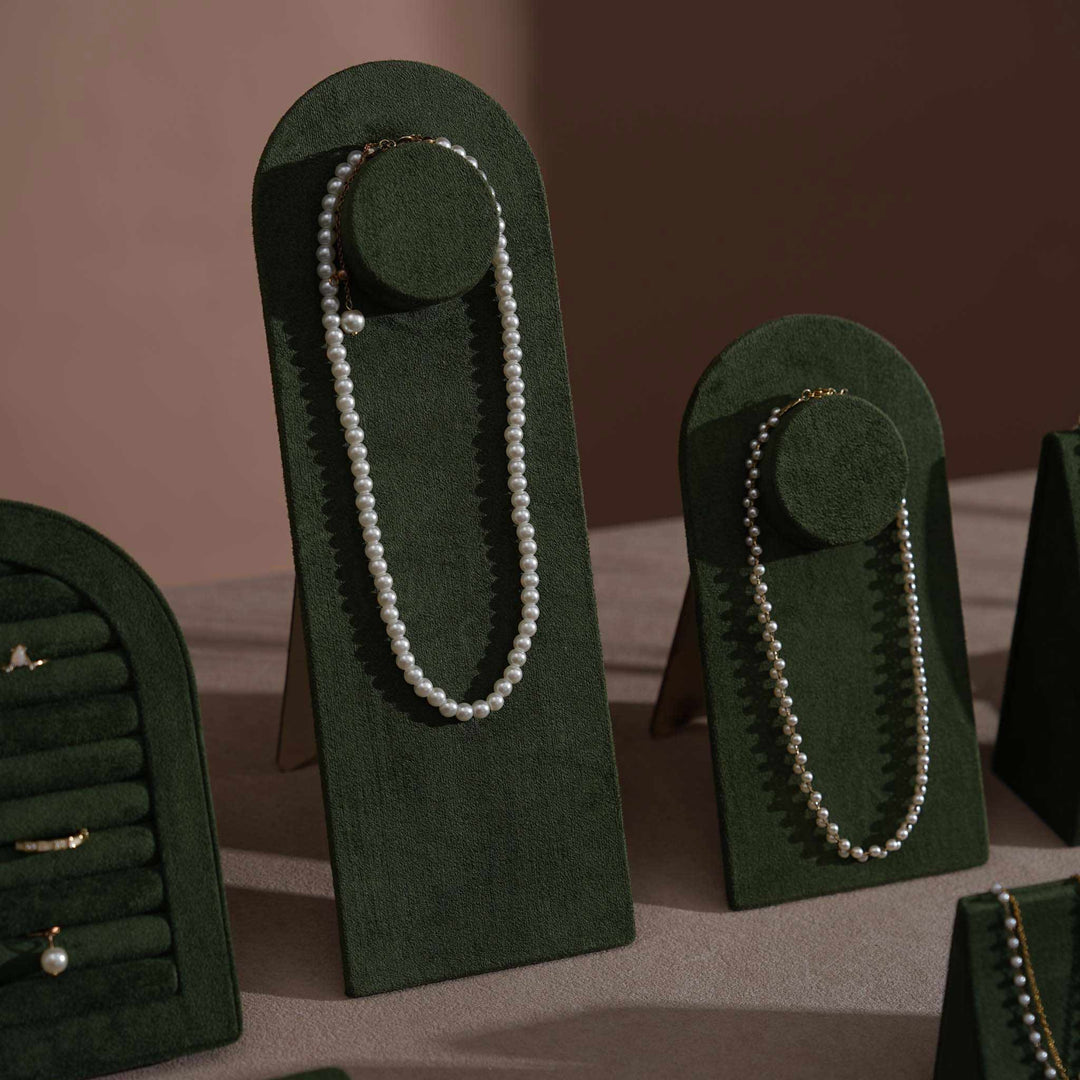 Forest Green Vegan Suede Jewelry Display 24 PCs Set