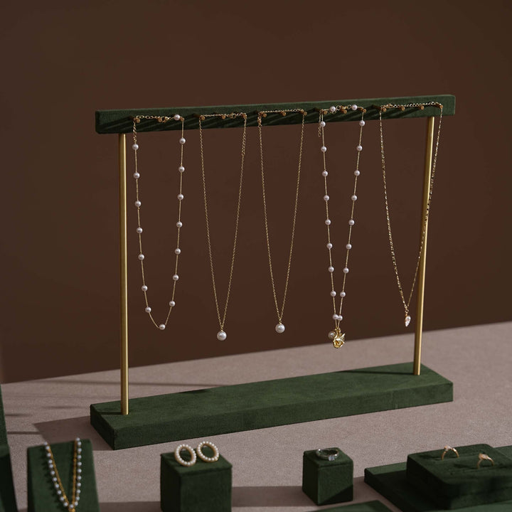 Forest Green Vegan Suede Jewelry Display 24 PCs Set