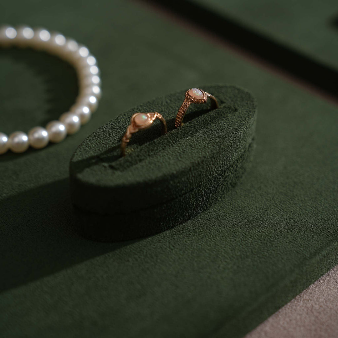 Forest Green Vegan Suede Jewelry Display 24 PCs Set