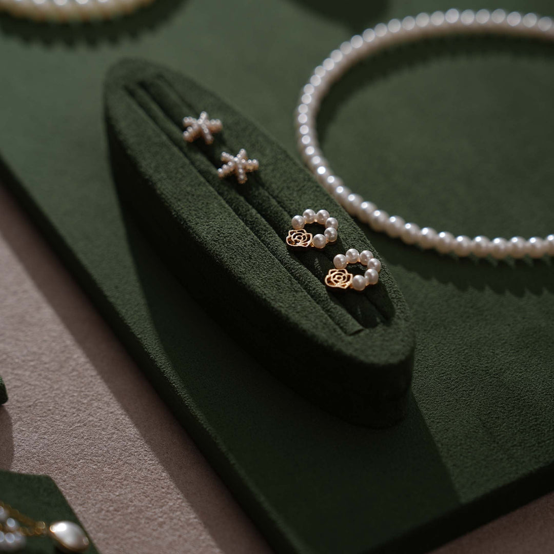Forest Green Vegan Suede Jewelry Display 24 PCs Set