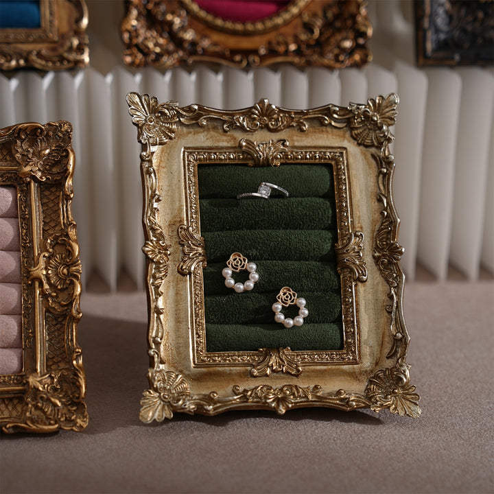 Rococo Ring &amp; Earring Display Frame, Wall Hanging or Standing Vegan Suede Holder