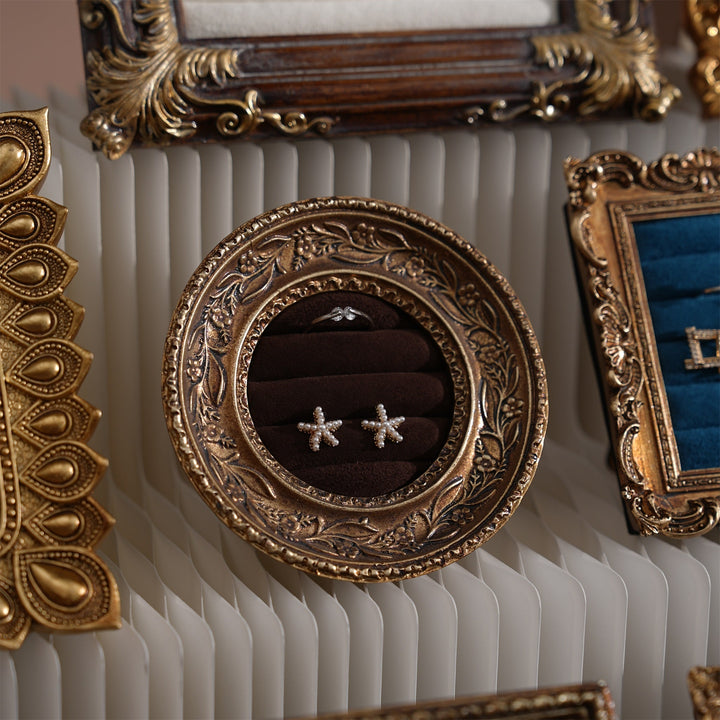 Rococo Ring &amp; Earring Display Frame, Wall Hanging or Standing Vegan Suede Holder