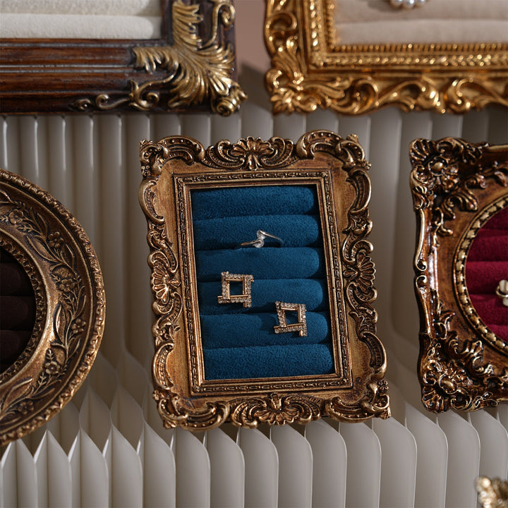 Rococo Ring &amp; Earring Display Frame, Wall Hanging or Standing Vegan Suede Holder