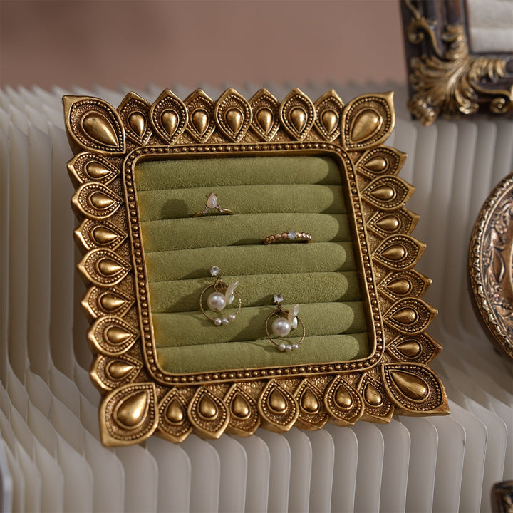 Rococo Ring &amp; Earring Display Frame, Wall Hanging or Standing Vegan Suede Holder