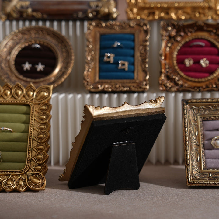 Rococo Ring &amp; Earring Display Frame, Wall Hanging or Standing Vegan Suede Holder
