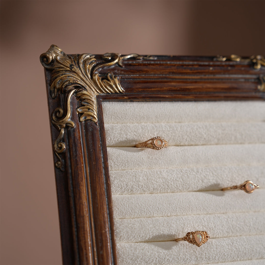 Rococo Ring &amp; Earring Display Frame, Wall Hanging or Standing Vegan Suede Holder