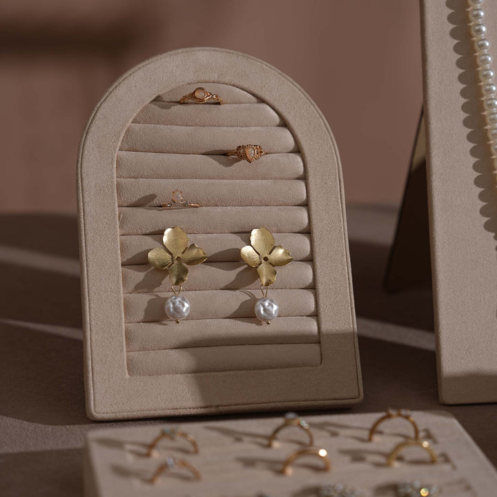 Beige Vegan Suede Jewelry Display 24 PCs Set