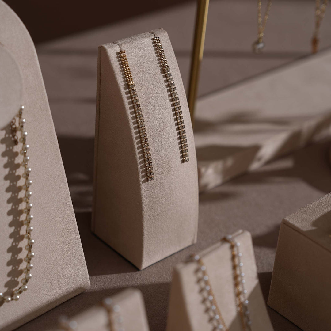 Beige Vegan Suede Jewelry Display 24 PCs Set
