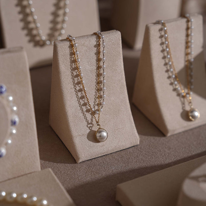 Beige Vegan Suede Jewelry Display 24 PCs Set
