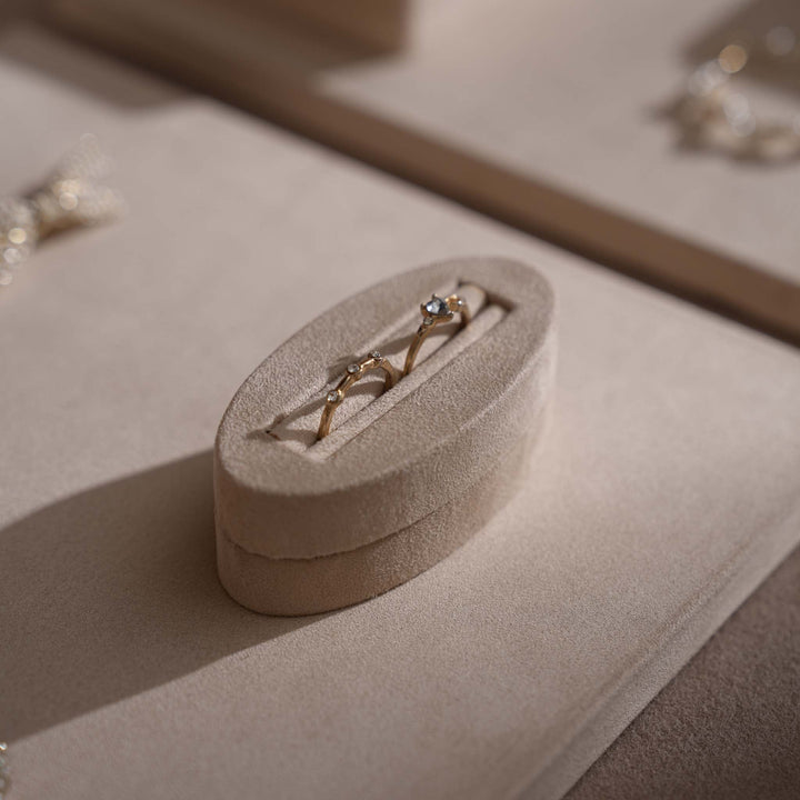 Beige Vegan Suede Jewelry Display 24 PCs Set