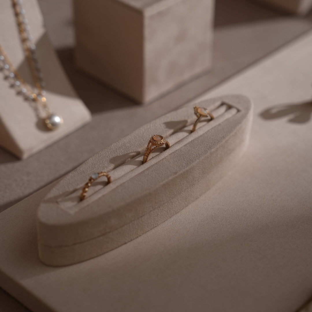 Beige Vegan Suede Jewelry Display 24 PCs Set
