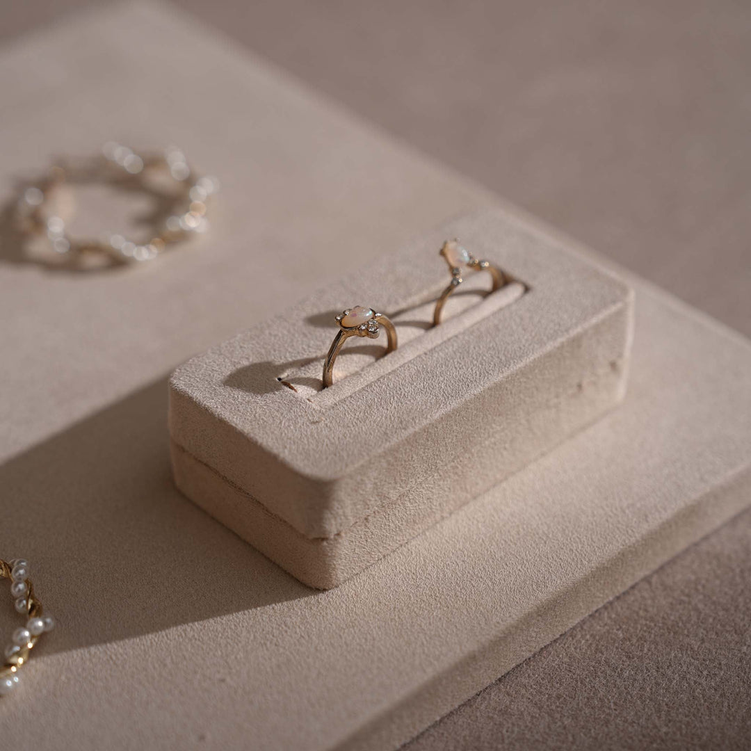 Beige Vegan Suede Jewelry Display 24 PCs Set