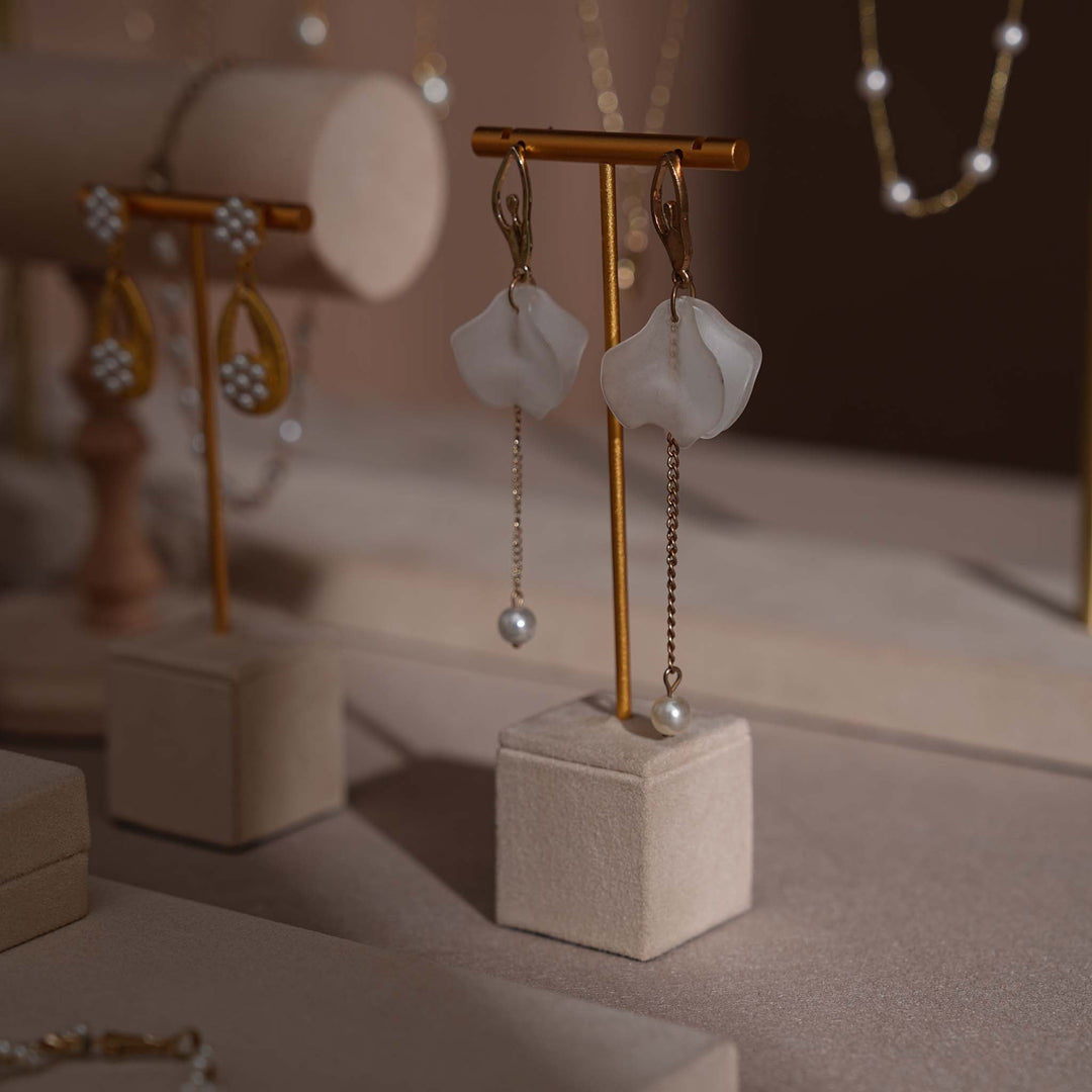 Beige Vegan Suede Jewelry Display 24 PCs Set