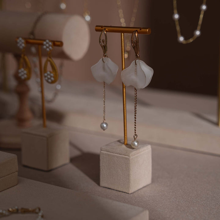 Beige Vegan Suede Jewelry Display 24 PCs Set