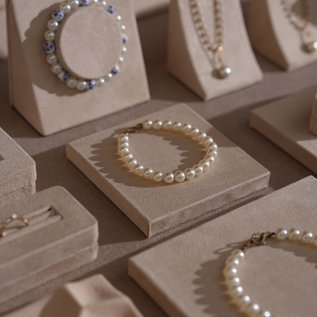 Beige Vegan Suede Jewelry Display 24 PCs Set