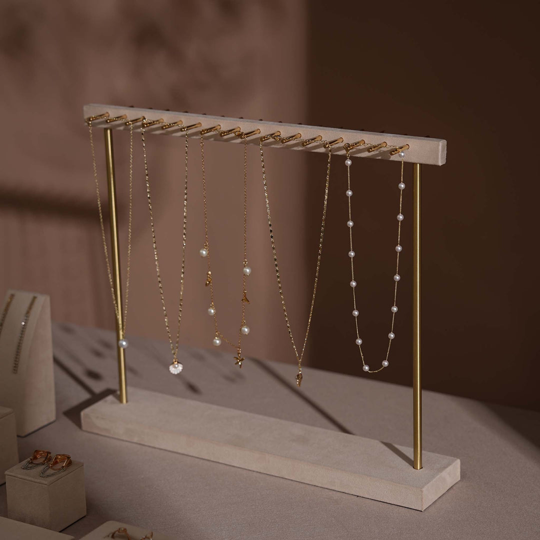 Beige Vegan Suede Jewelry Display 24 PCs Set