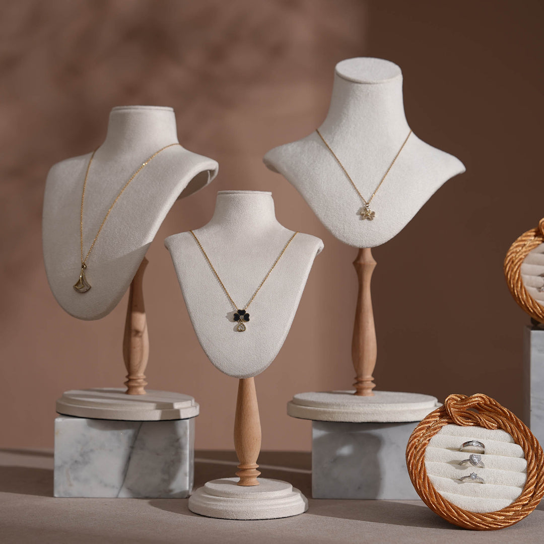 Cream White Vegan Suede Jewelry Display Set