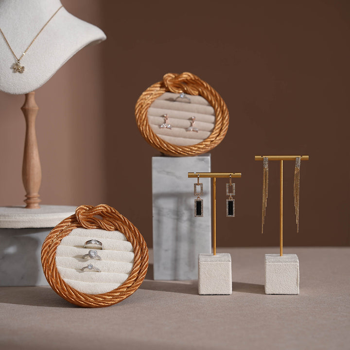Cream White Vegan Suede Jewelry Display Set